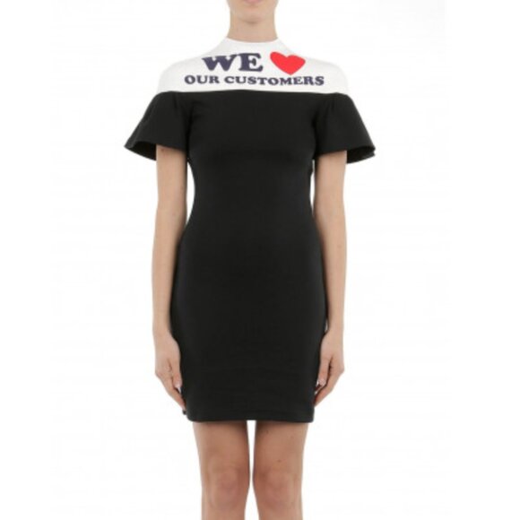 MOSCHINO We Love Our Customers Black Mini Dress - Picture 1 of 8